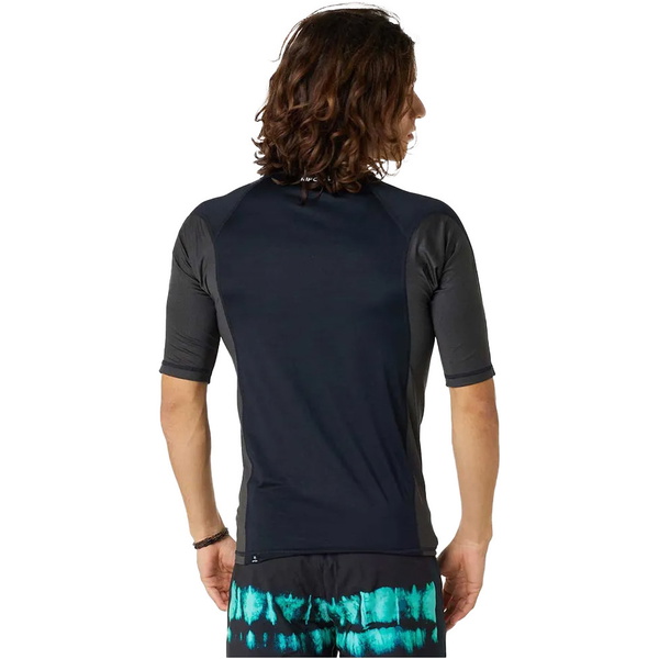 2025 Rip Curl Mens Waves UPF Performance Short Sleeve Rash Vest 142MRV - Black